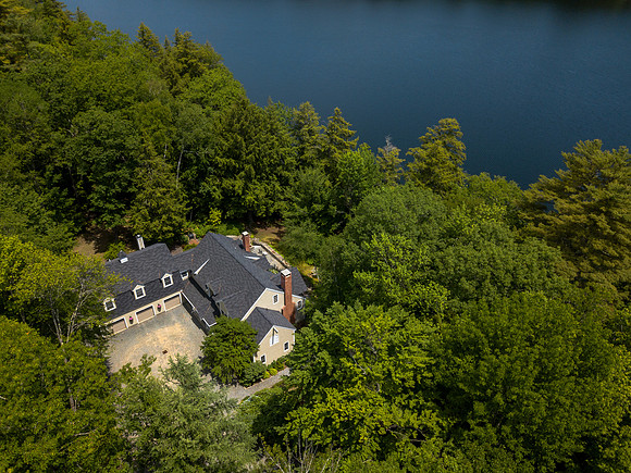 Lakeside retreat aerial